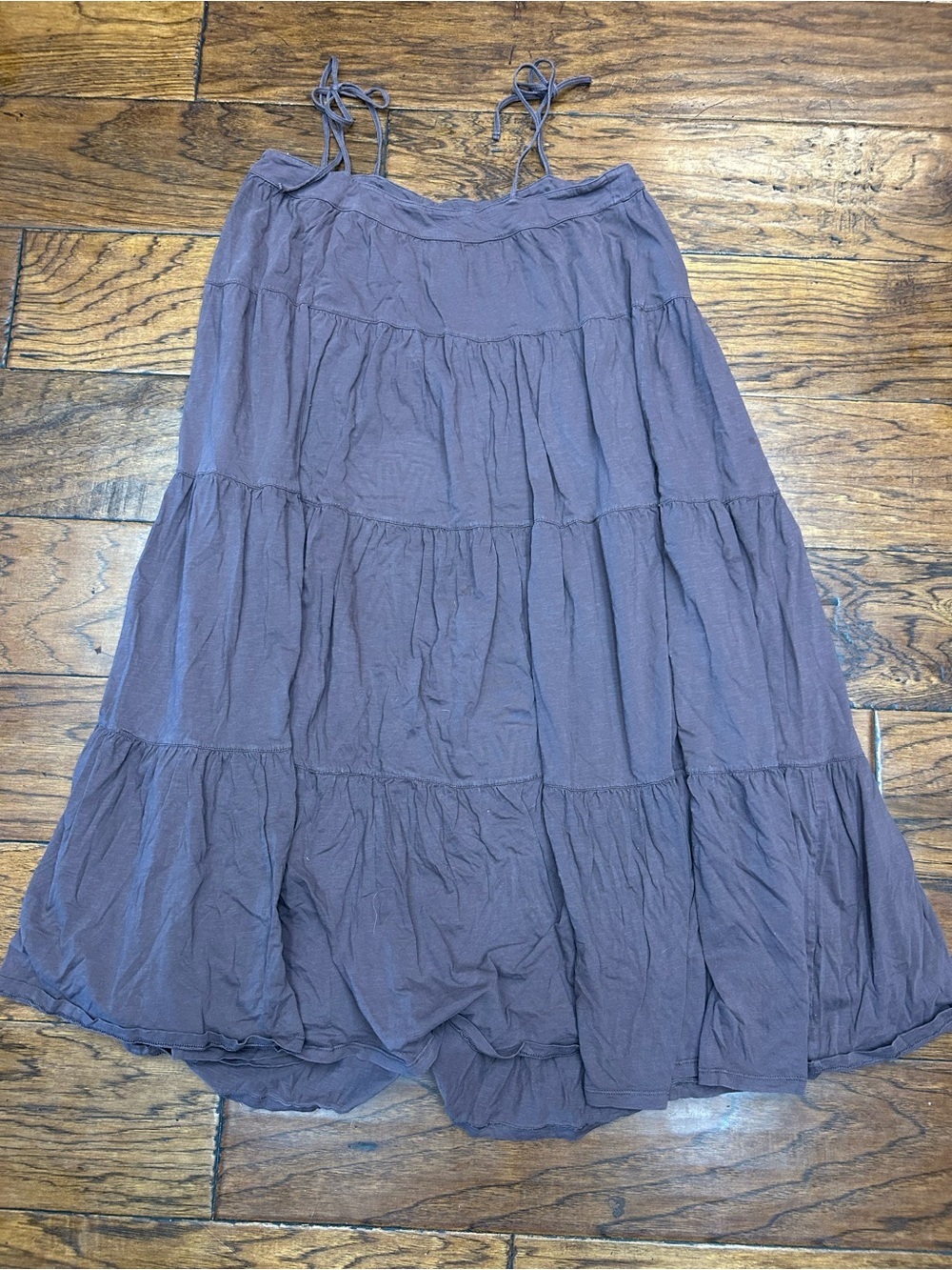American Eagle Outfitters boho western Tie-strap tiered MIDI dress- Mauve Brown - Picture 8 of 8